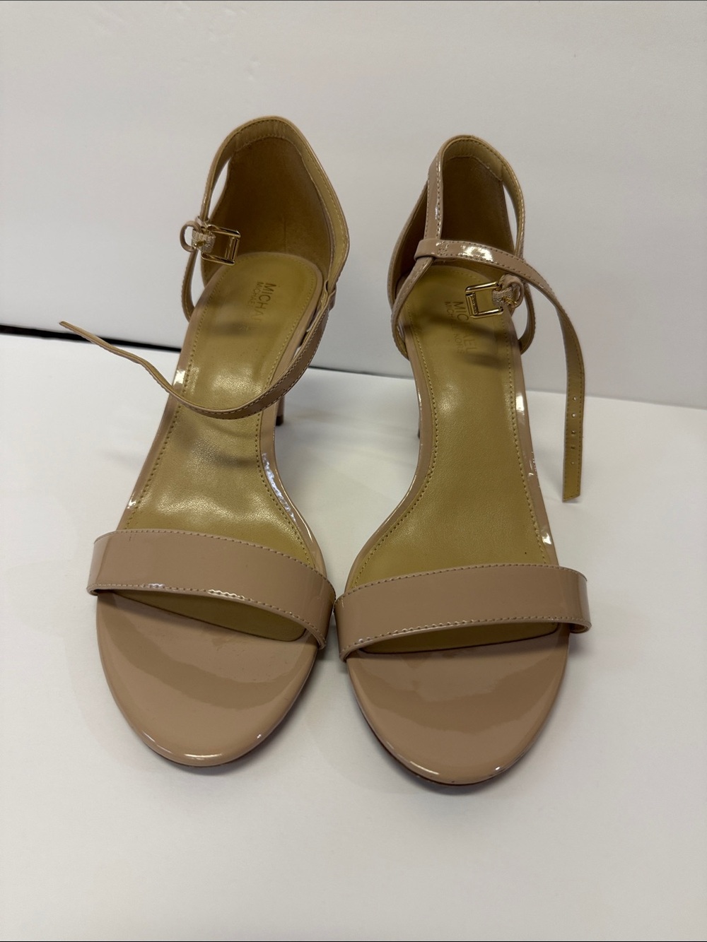 Nude Patent Ankle Strap Sandals - Women